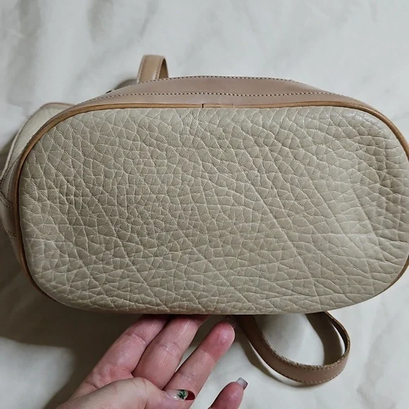 Dooney and Bourke Cream and Tan Pebble Leather Tote Bag - Picture 5 of 12